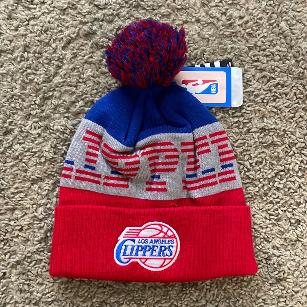 NWT NBA Los Angeles Clippers Adidas Adult Pom Winter Knit Hat Beanie Cap